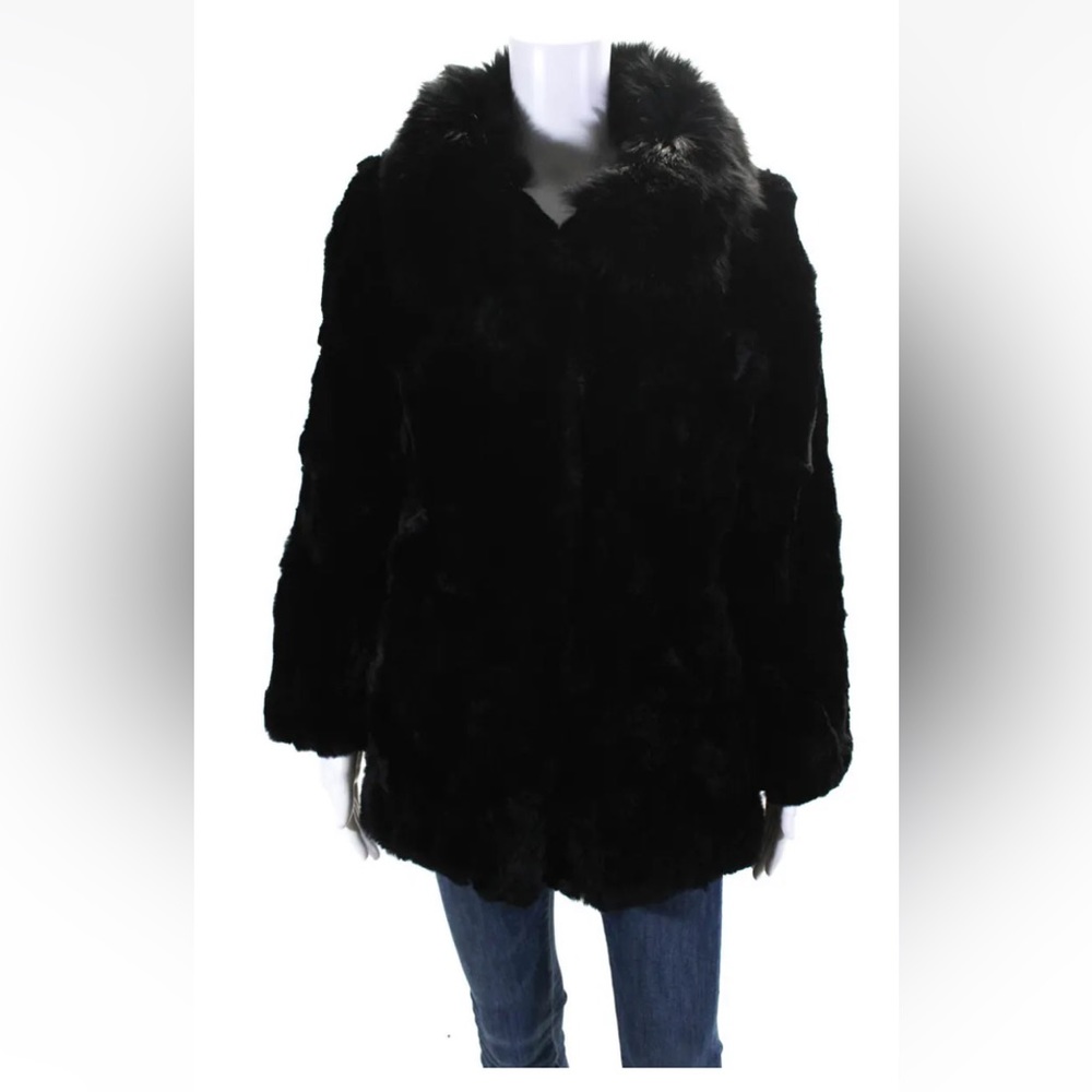 Oburla genuine Rex Rabbit & fox fur collar gorgeous coat